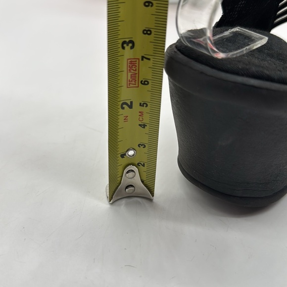 Black Wedge Sandals with Elastic Straps Size 11 SKT8242B - Picture 4 of 8